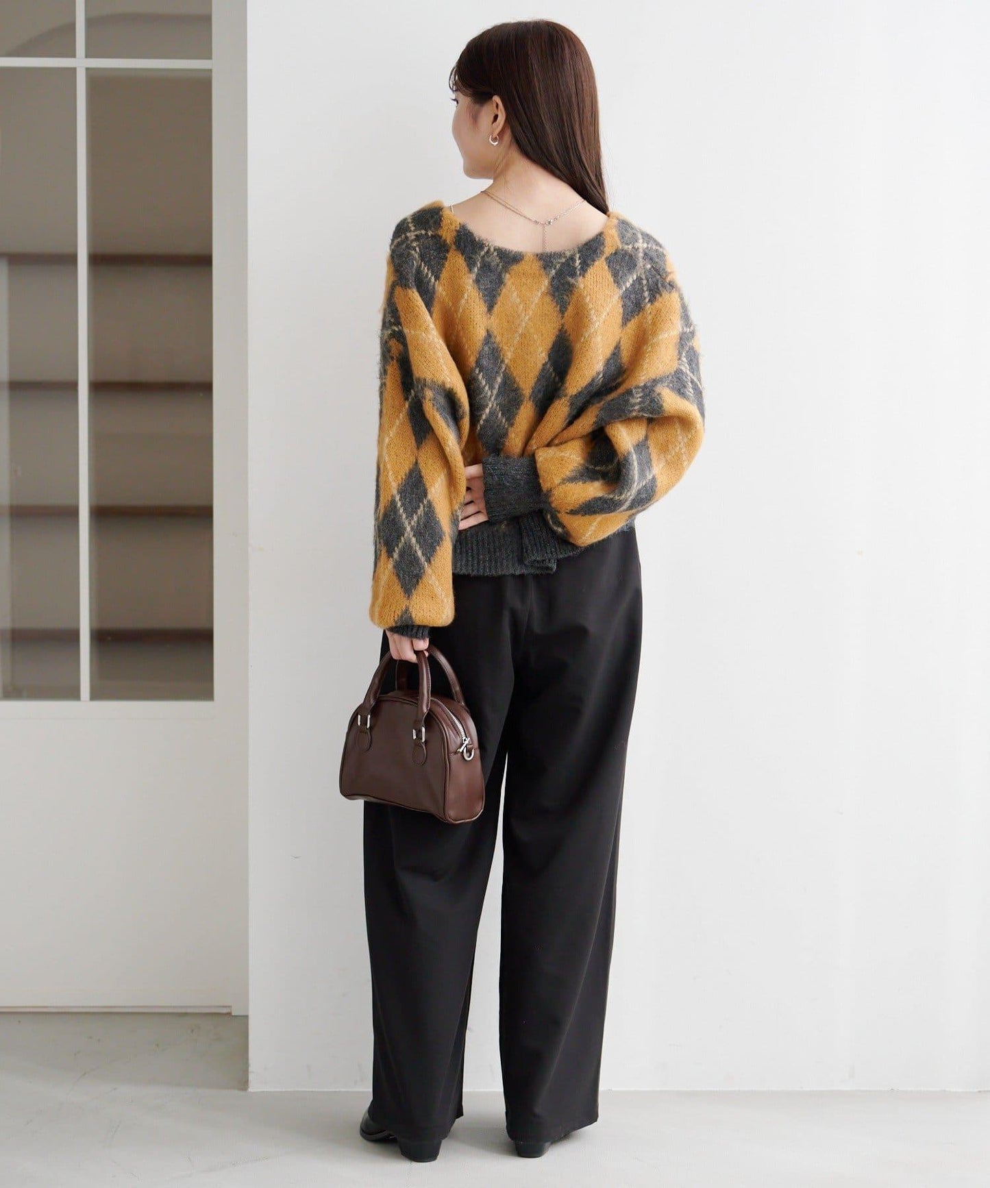 菱格絨面針織開衫