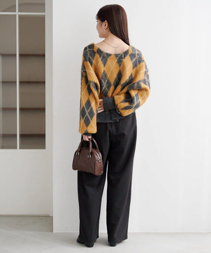 菱格絨面針織開衫