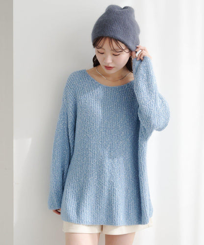 【純色&條紋/前後兩穿】繫帶寬鬆針織衫