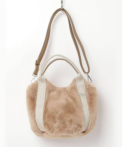 亮片裝飾雙用環保毛絨托特包