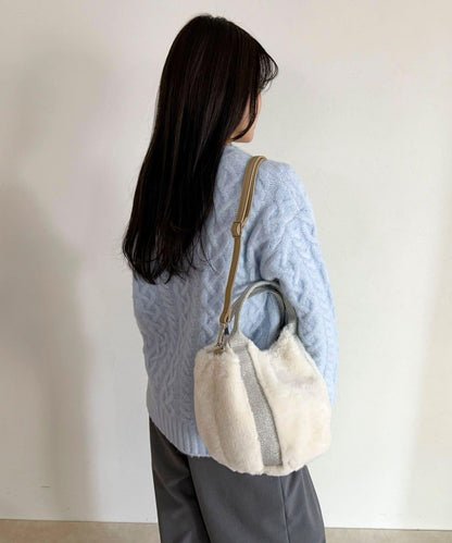 亮片裝飾雙用環保毛絨托特包