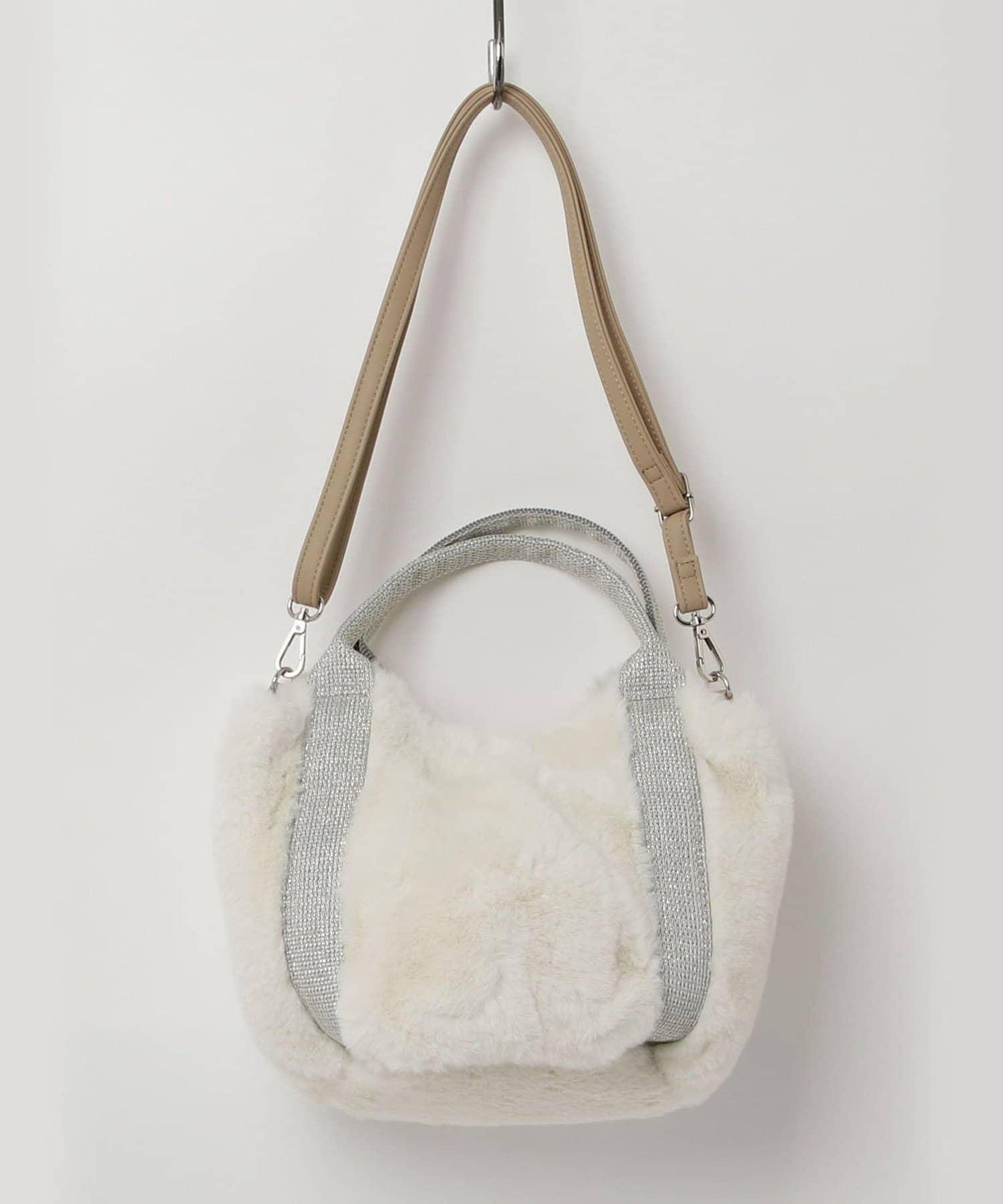 亮片裝飾雙用環保毛絨托特包