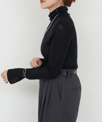 透視高領針織衫