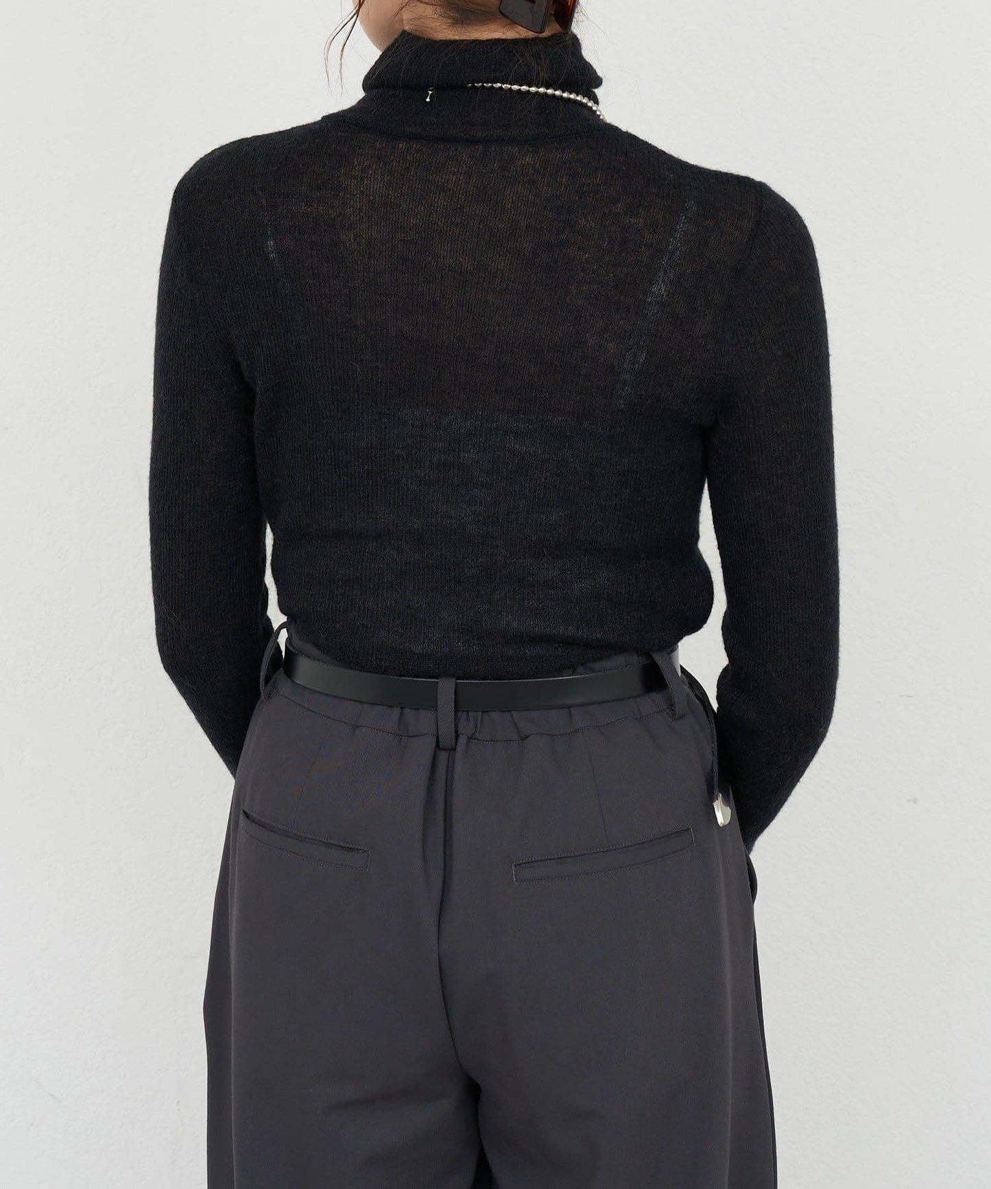 透視高領針織衫