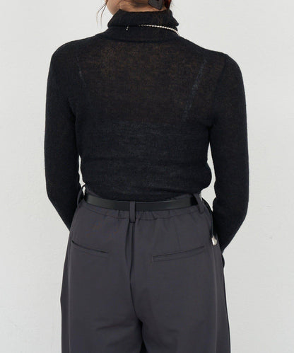 透視高領針織衫