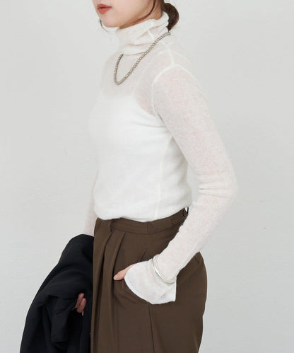 透視高領針織衫