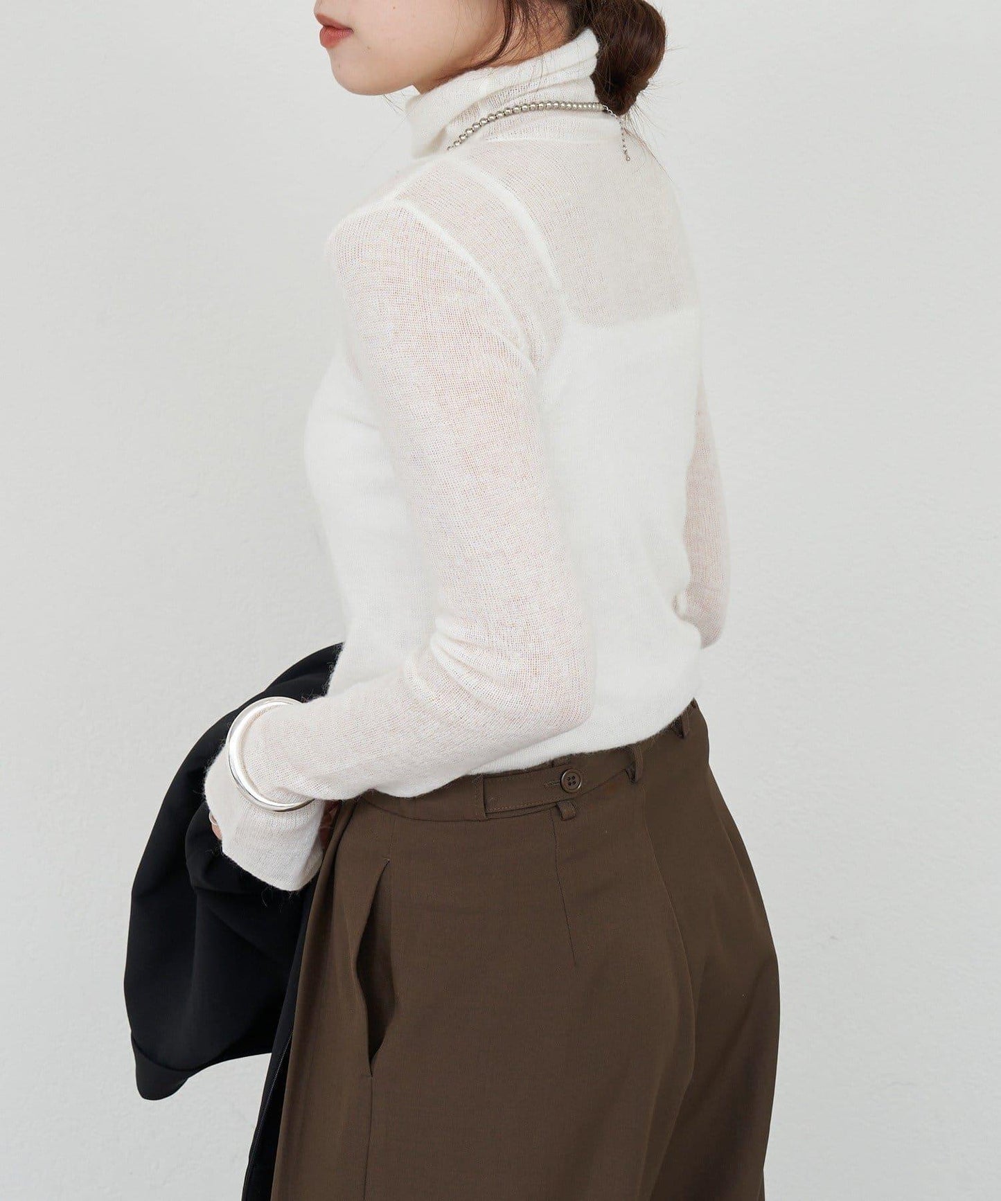 透視高領針織衫