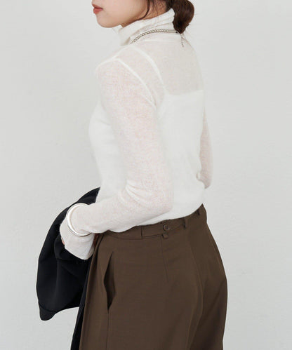 透視高領針織衫