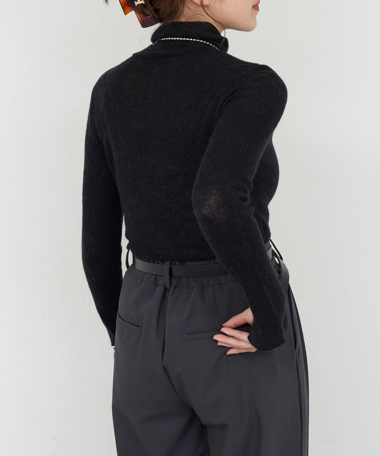 透視高領針織衫