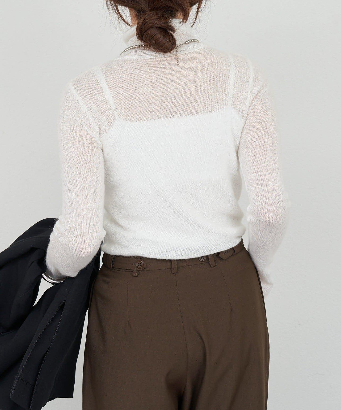 透視高領針織衫