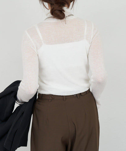 透視高領針織衫