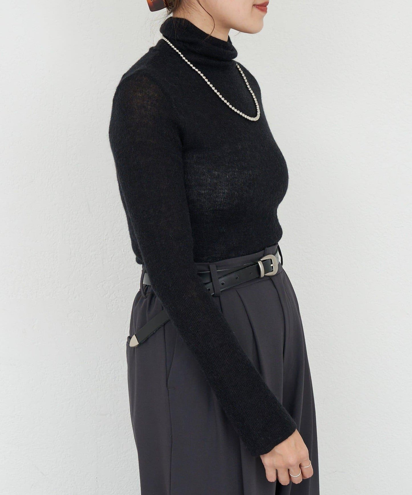 透視高領針織衫