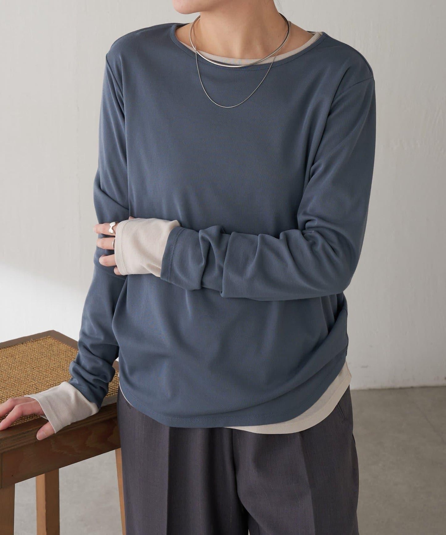 【接觸冷感/吸水速幹】基礎透視長袖T恤