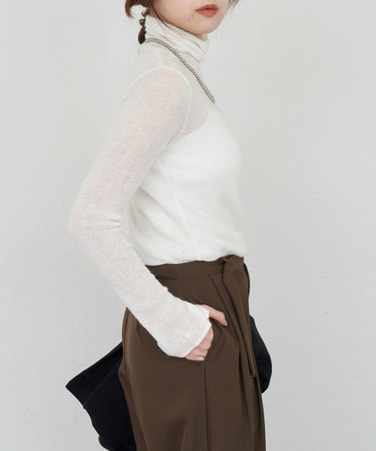 透視高領針織衫