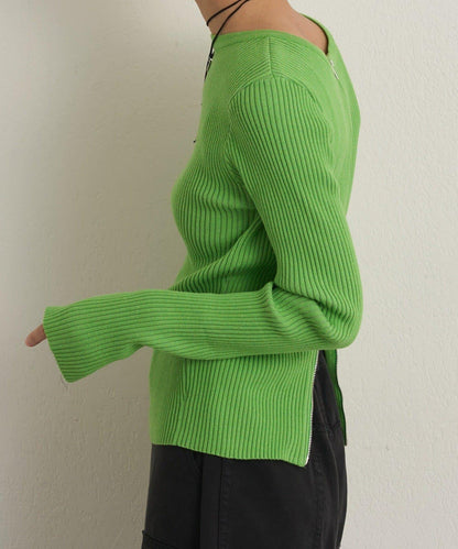 雙拉鍊羅紋開衫