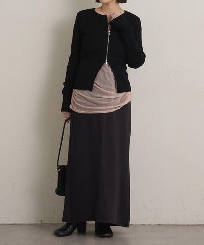 雙拉鍊羅紋開衫