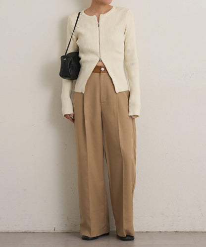 雙拉鍊羅紋開衫