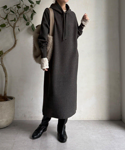 連帽針織連衣裙