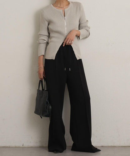 雙拉鍊羅紋開衫