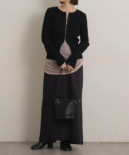 雙拉鍊羅紋開衫