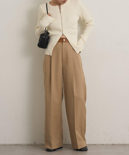 雙拉鍊羅紋開衫