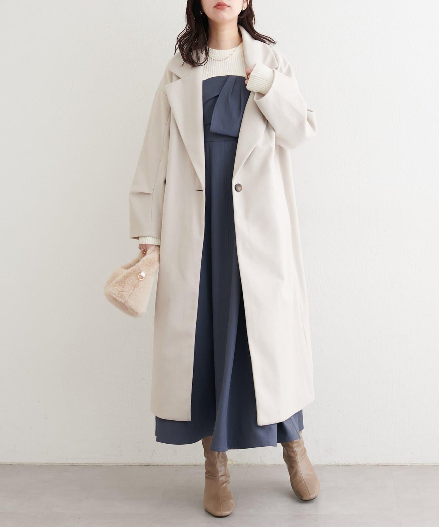 蝴蝶結風拼接連衣裙