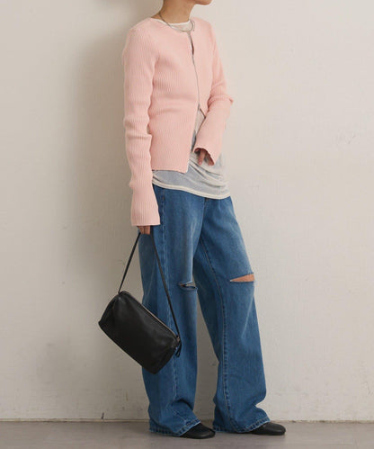 雙拉鍊羅紋開衫