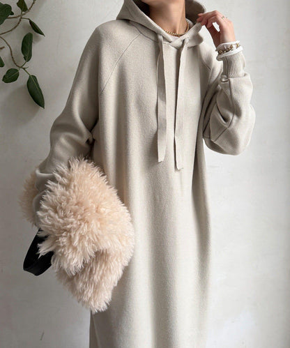 連帽針織連衣裙