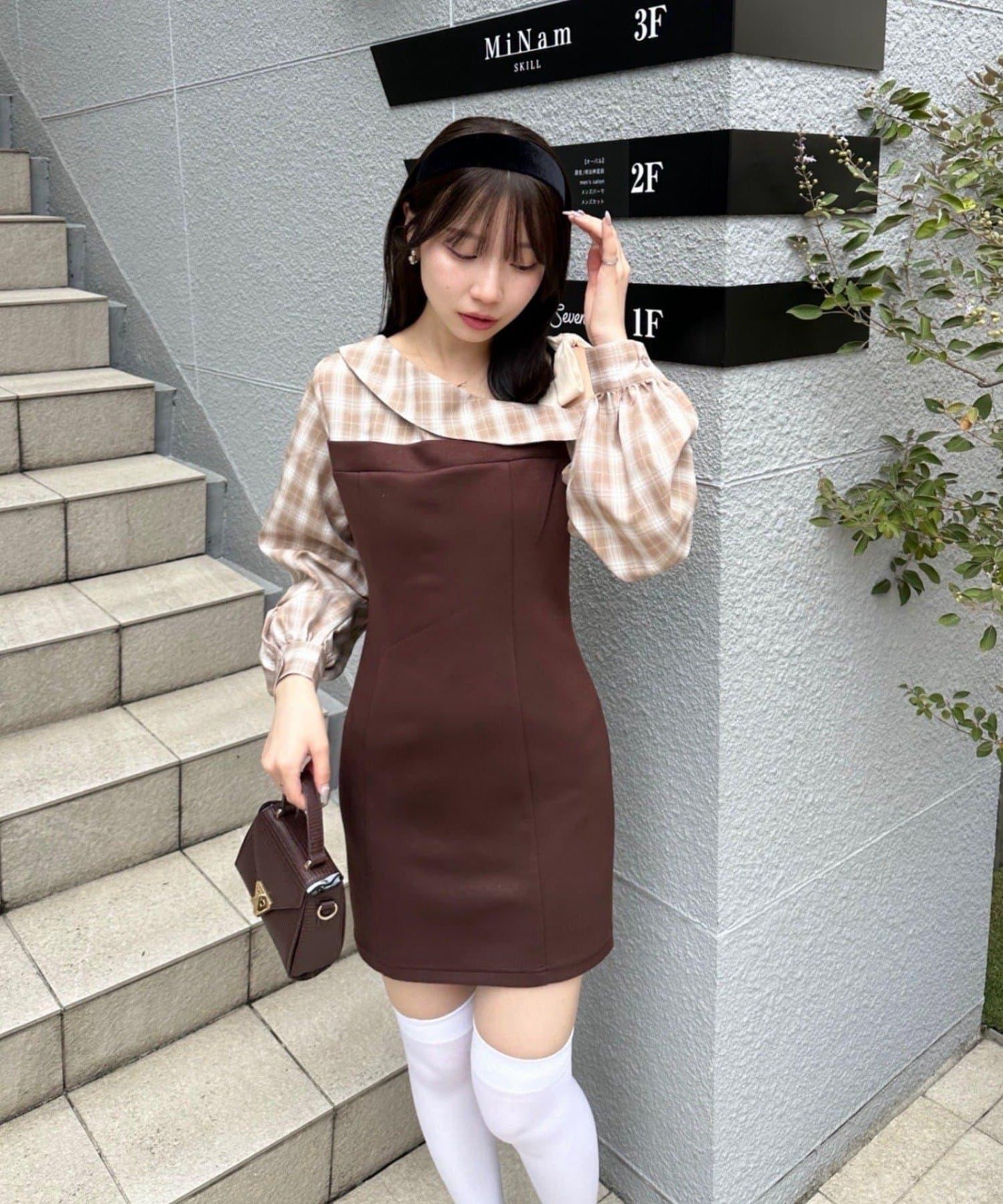 【RMAF】拼接單肩迷你連衣裙