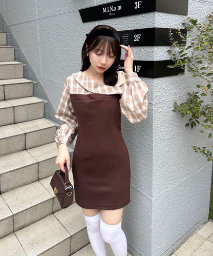 【RMAF】拼接單肩迷你連衣裙