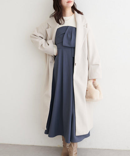 蝴蝶結風拼接連衣裙