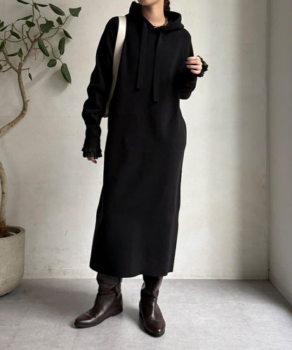 連帽針織連衣裙