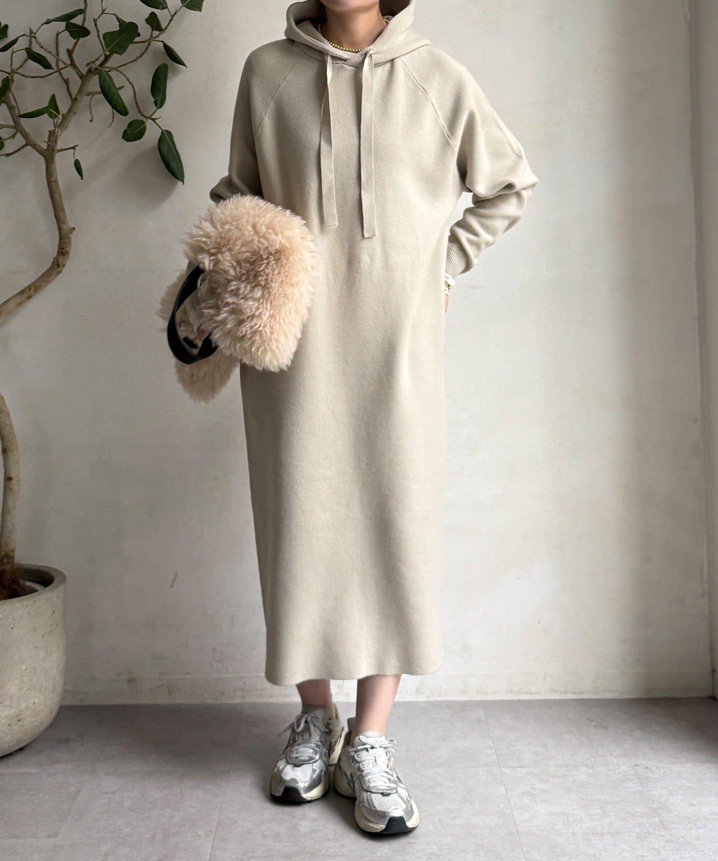 連帽針織連衣裙