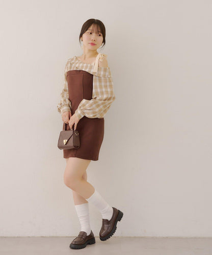 【RMAF】拼接單肩迷你連衣裙