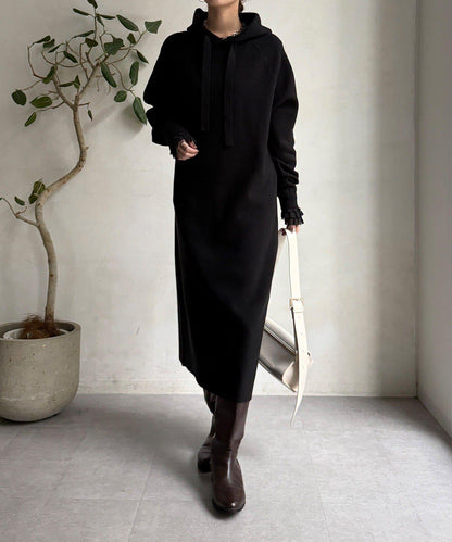 連帽針織連衣裙