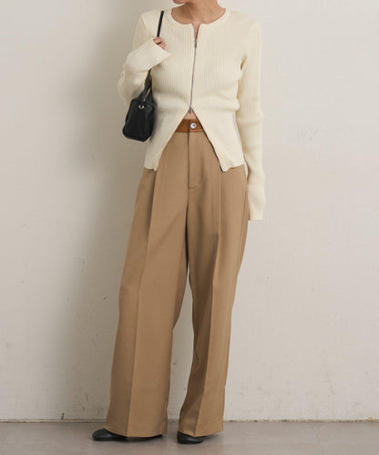 雙拉鍊羅紋開衫