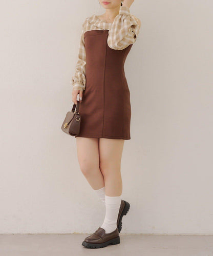 【RMAF】拼接單肩迷你連衣裙