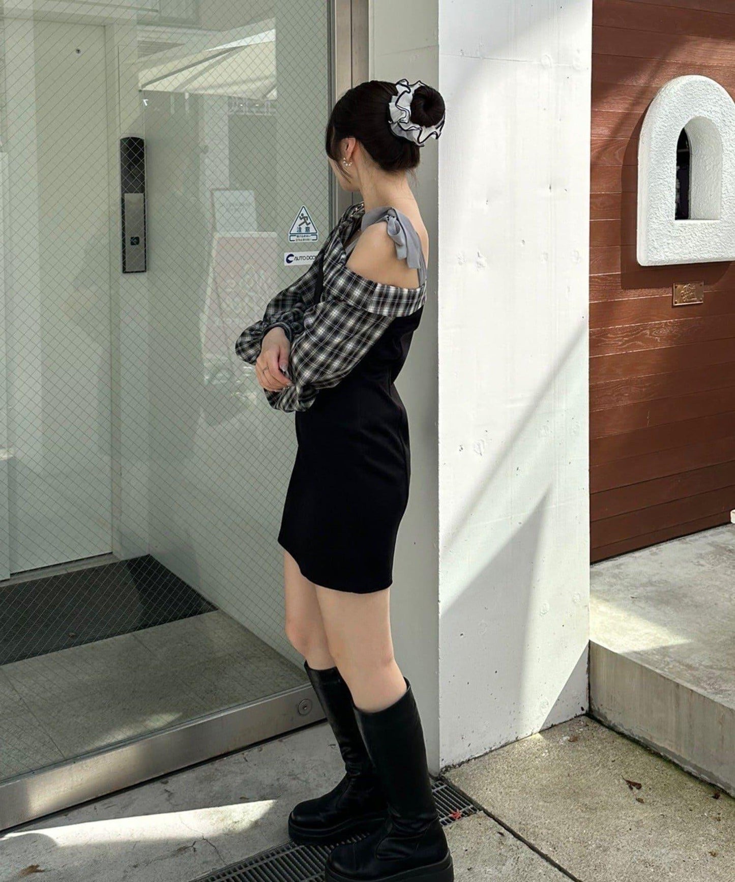 【RMAF】拼接單肩迷你連衣裙