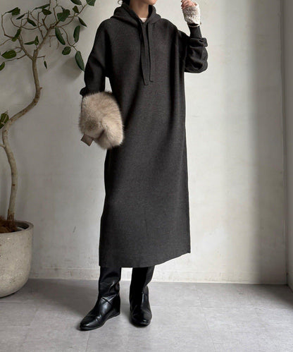 連帽針織連衣裙