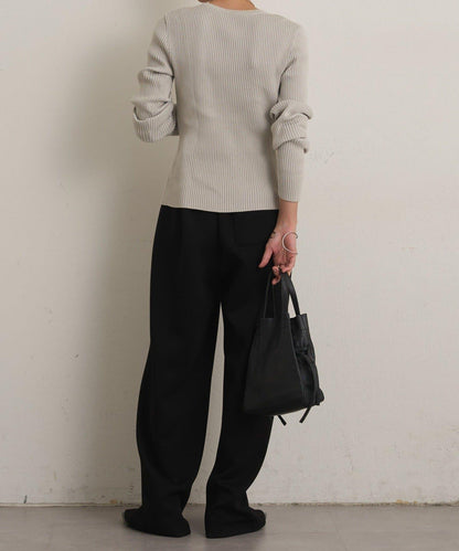 雙拉鍊羅紋開衫