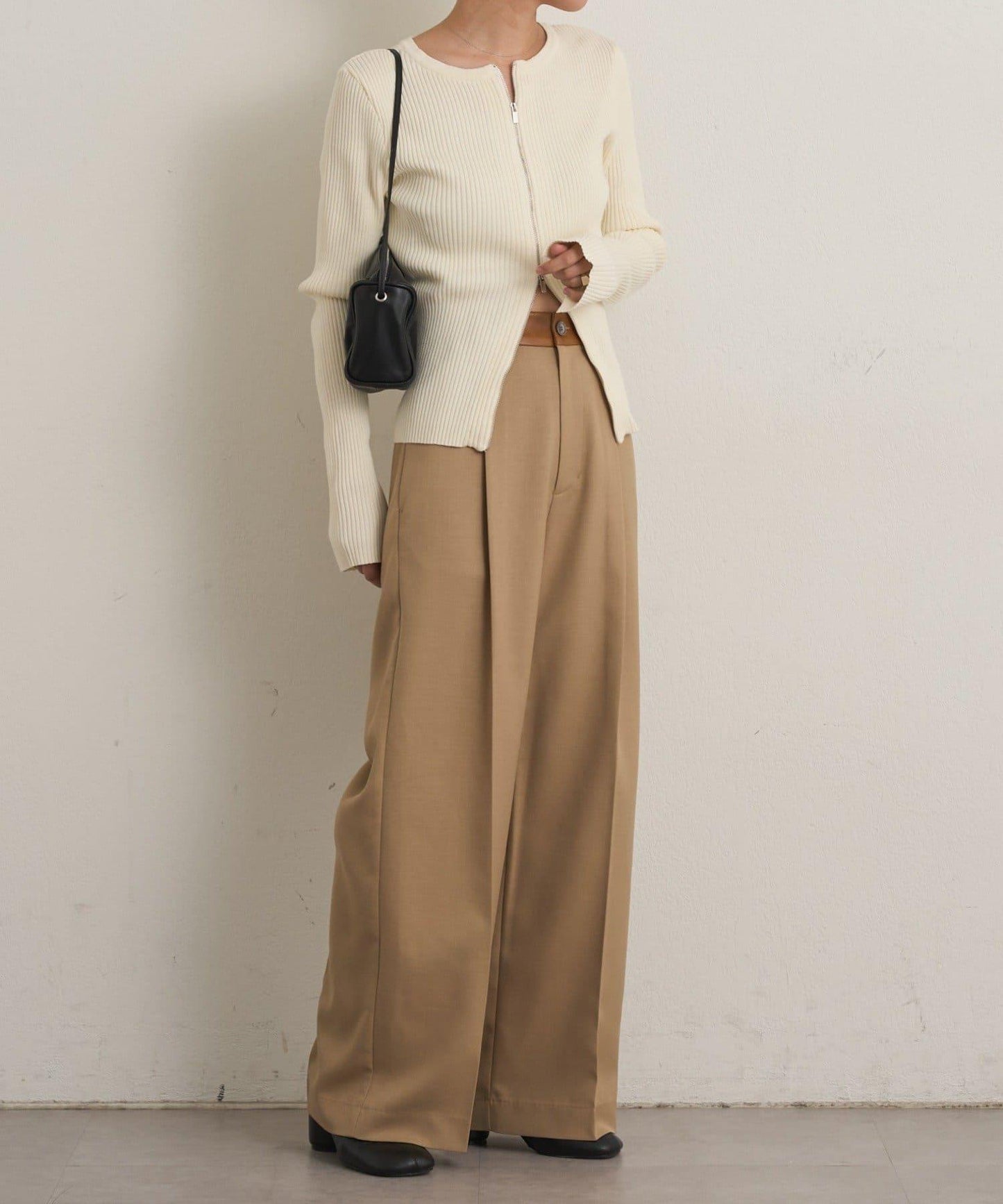 雙拉鍊羅紋開衫