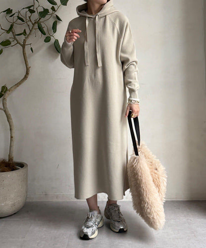 連帽針織連衣裙