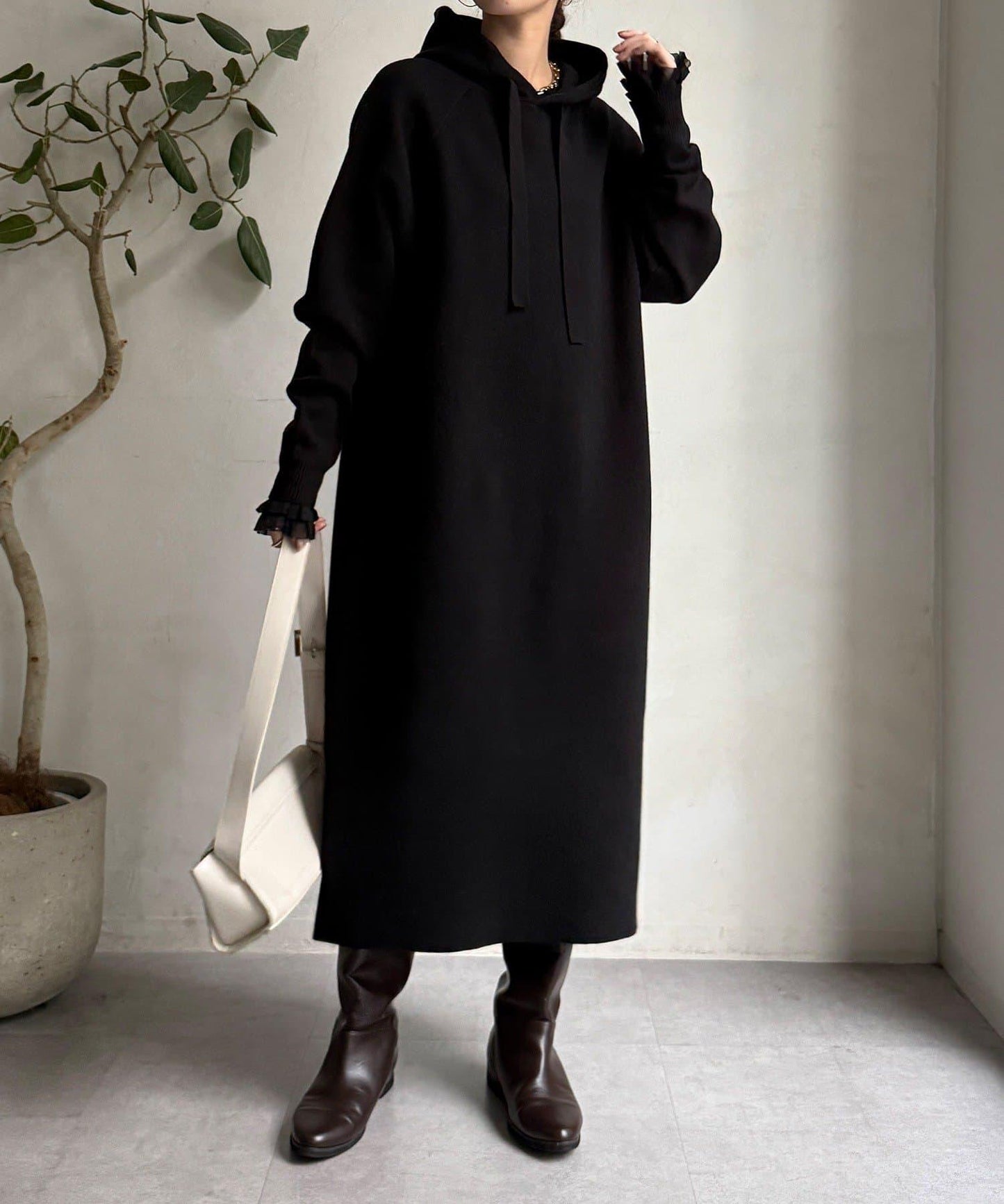 連帽針織連衣裙