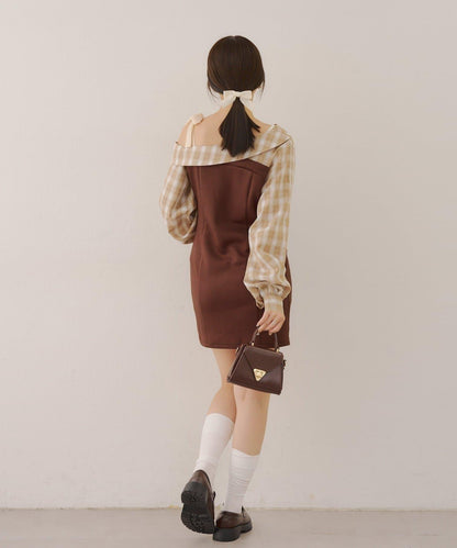 【RMAF】拼接單肩迷你連衣裙