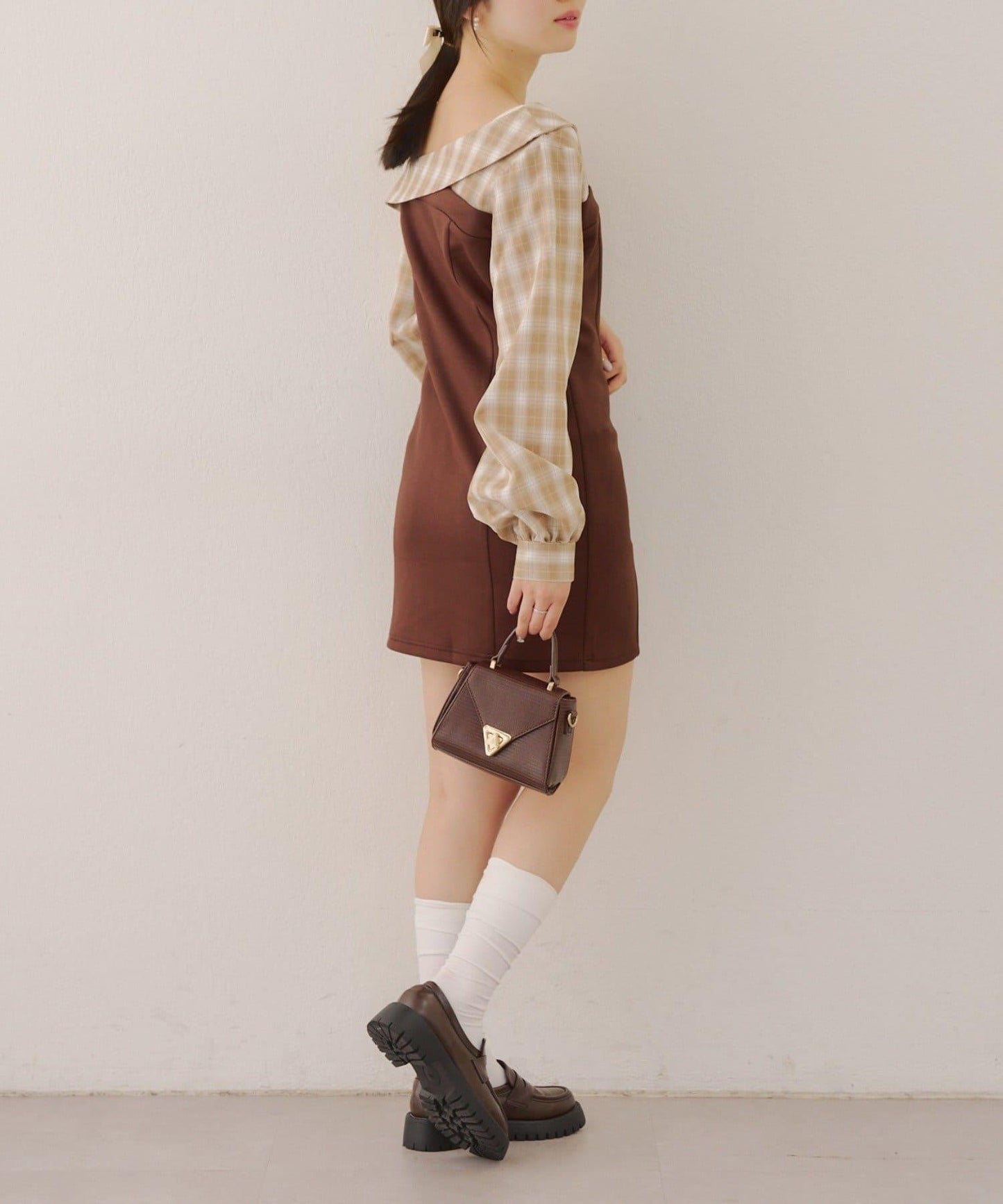 【RMAF】拼接單肩迷你連衣裙