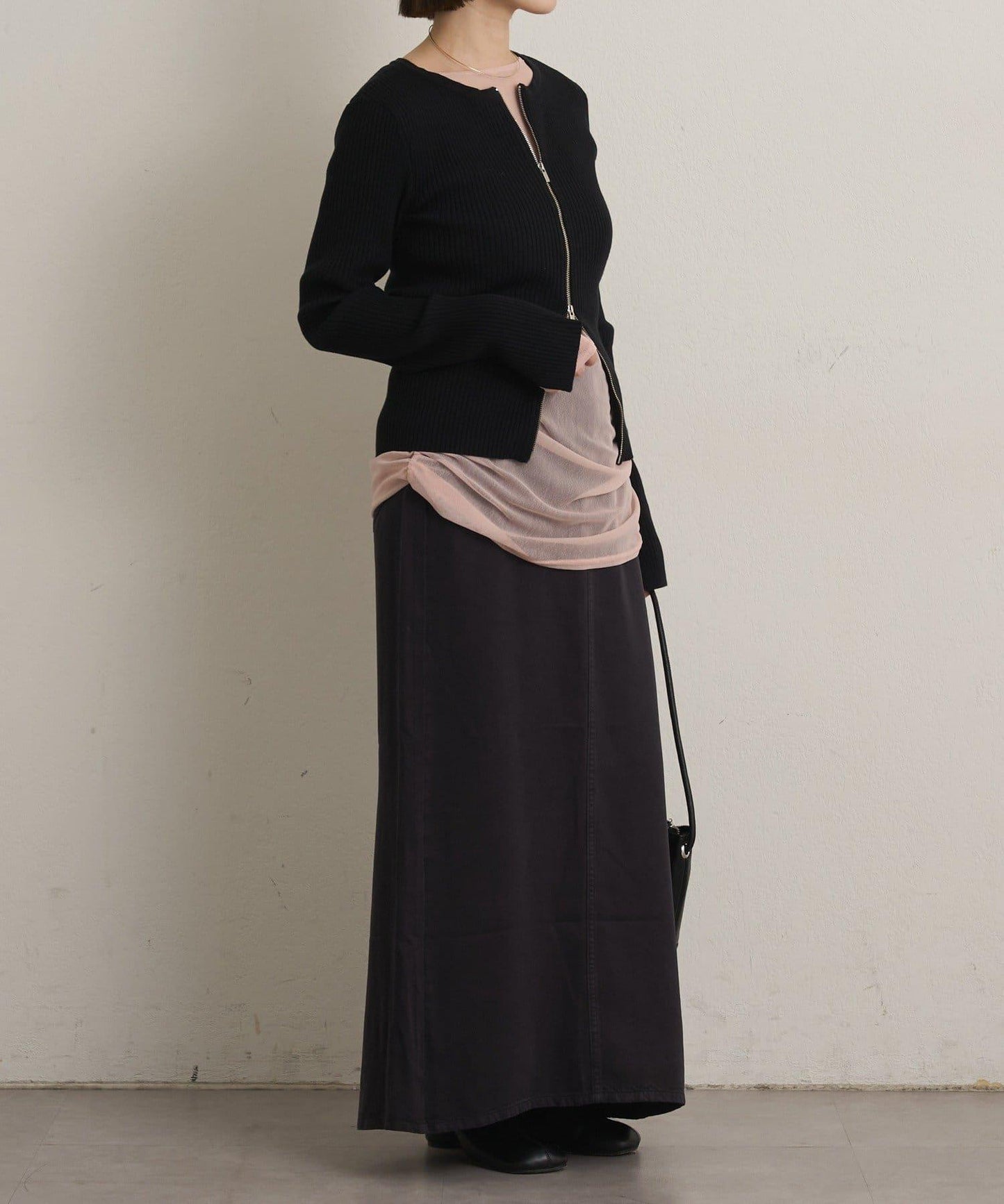 雙拉鍊羅紋開衫