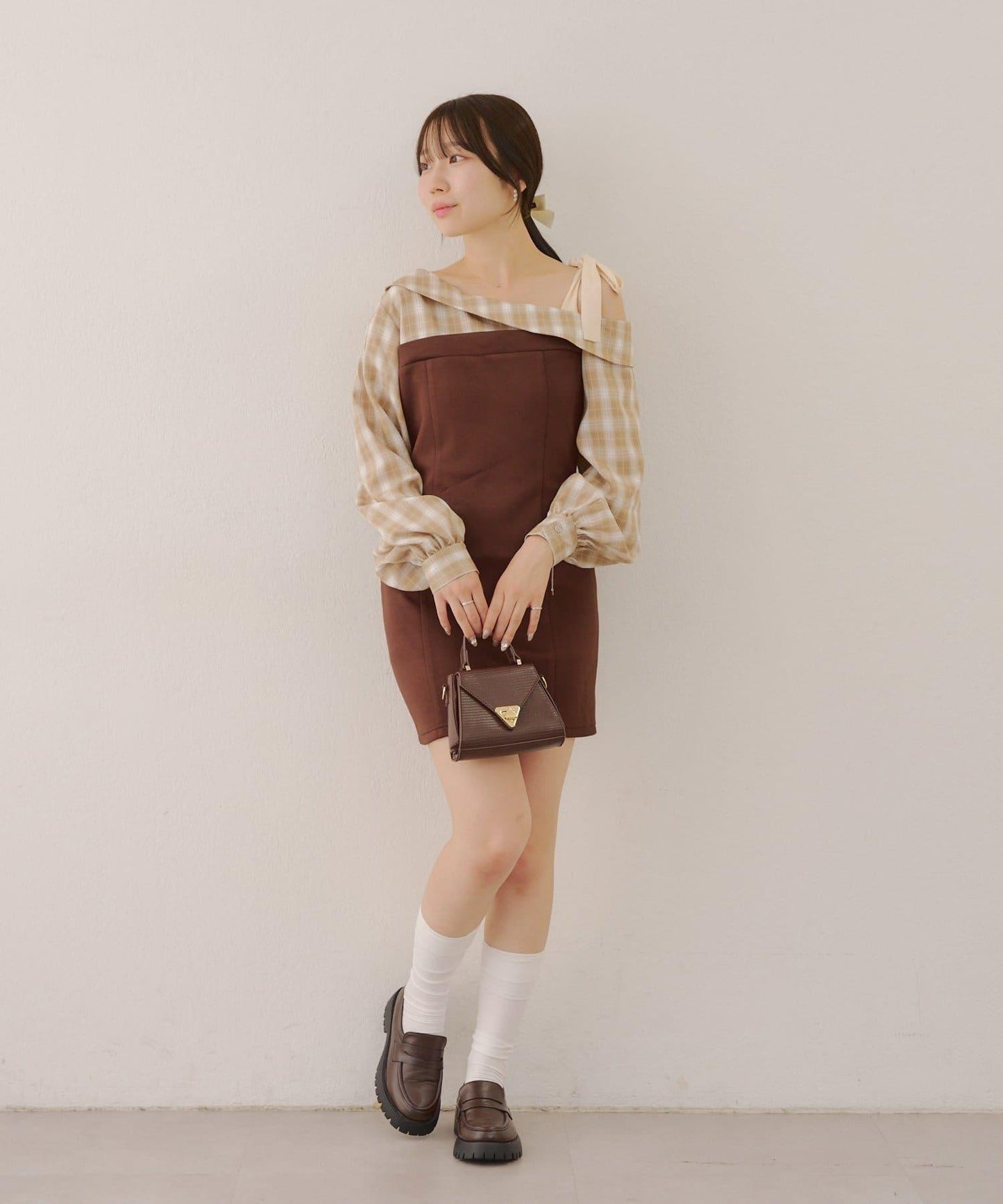 【RMAF】拼接單肩迷你連衣裙