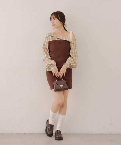 【RMAF】拼接單肩迷你連衣裙