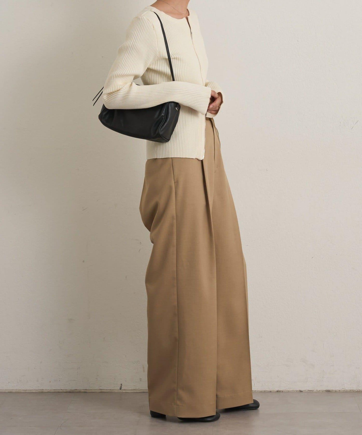 雙拉鍊羅紋開衫