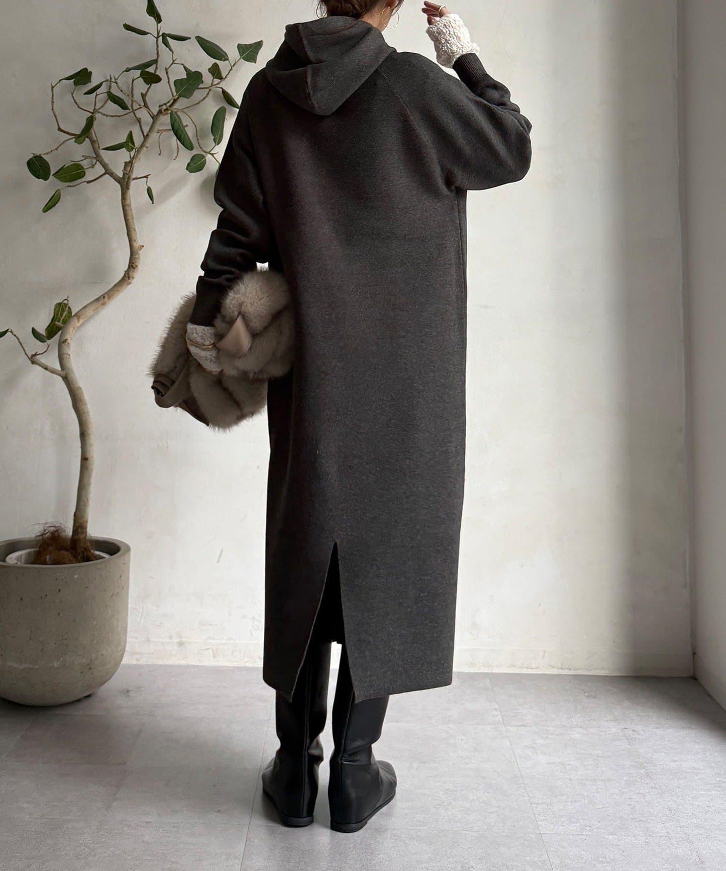 連帽針織連衣裙